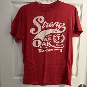 TANKFARM & CO "Strong As Oak" Graphic Red T-Shirt Men's Size S‎